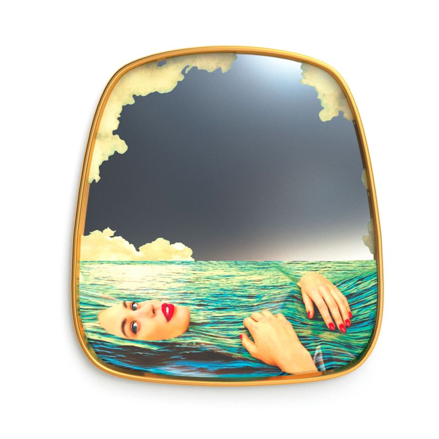 Gold Frame Mirror Sea Girl by Seletti - Bayte