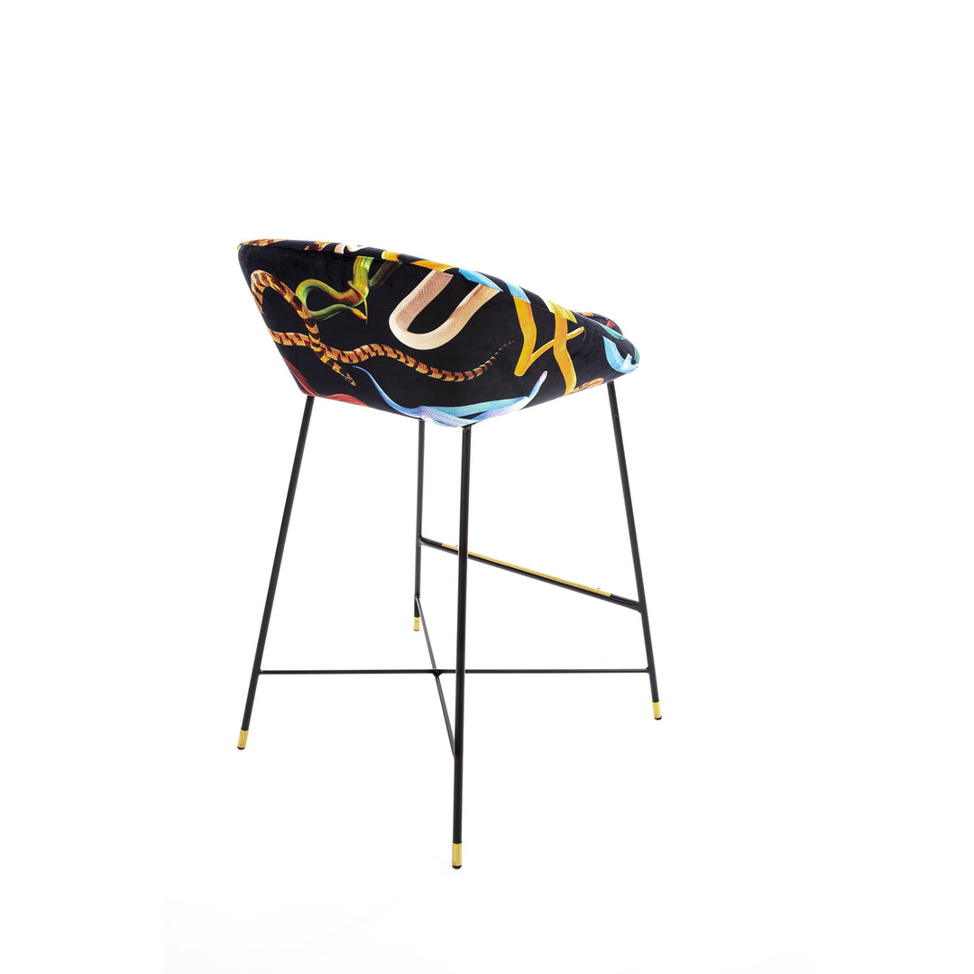 Toiletpaper Snakes Upholstered High Stool by Seletti - Bayte