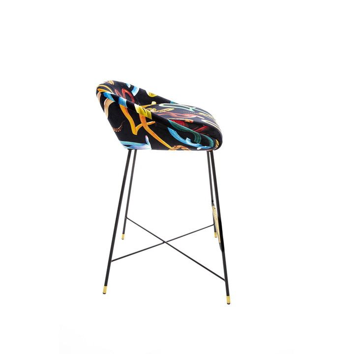 Toiletpaper Snakes Upholstered High Stool by Seletti - Bayte