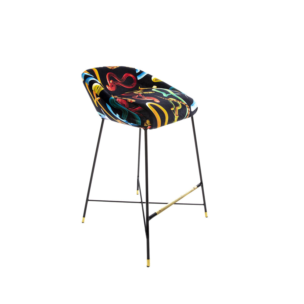 Toiletpaper Snakes Upholstered High Stool by Seletti - Bayte