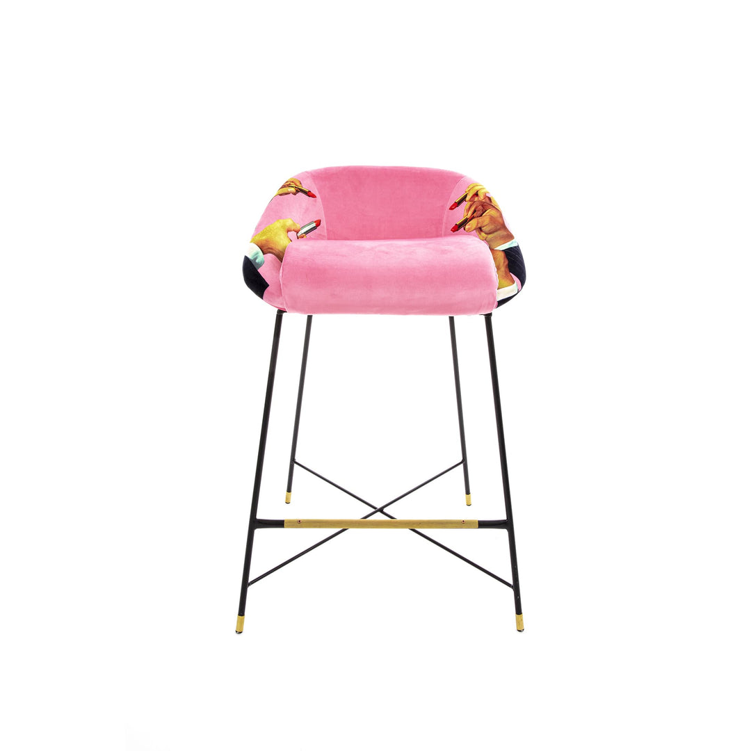 Toiletpaper Pink Lipsticks Upholstered High Stool by Seletti - Bayte