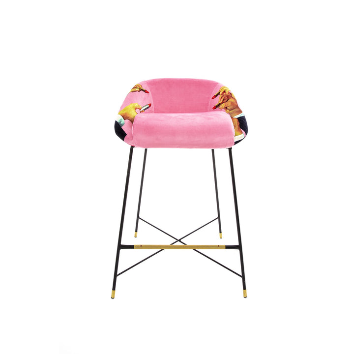Toiletpaper Pink Lipsticks Upholstered High Stool by Seletti - Bayte