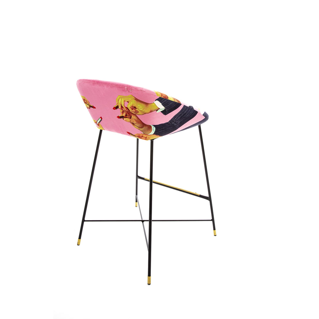 Toiletpaper Pink Lipsticks Upholstered High Stool by Seletti - Bayte