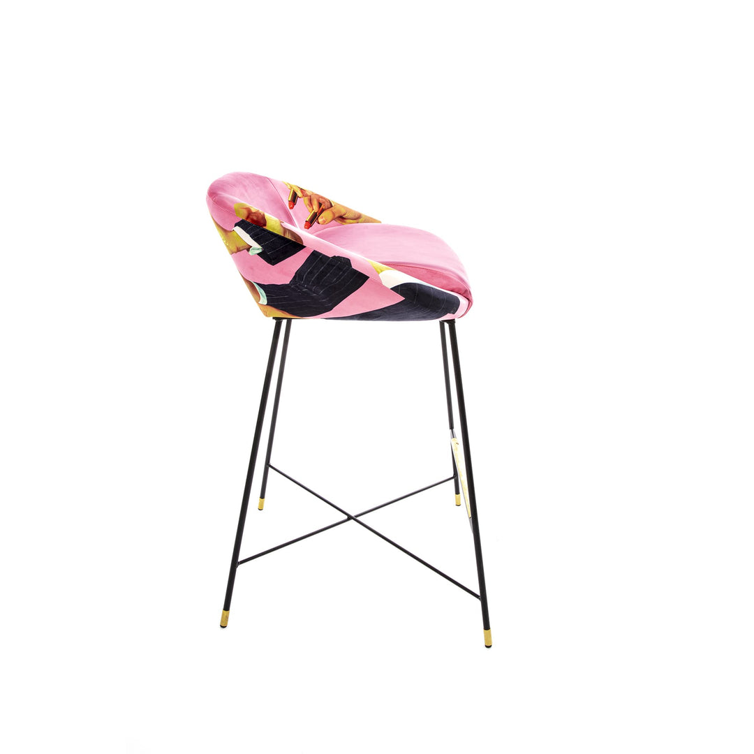 Toiletpaper Pink Lipsticks Upholstered High Stool by Seletti - Bayte