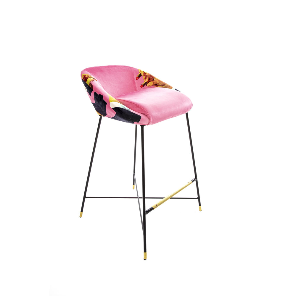 Toiletpaper Pink Lipsticks Upholstered High Stool by Seletti - Bayte