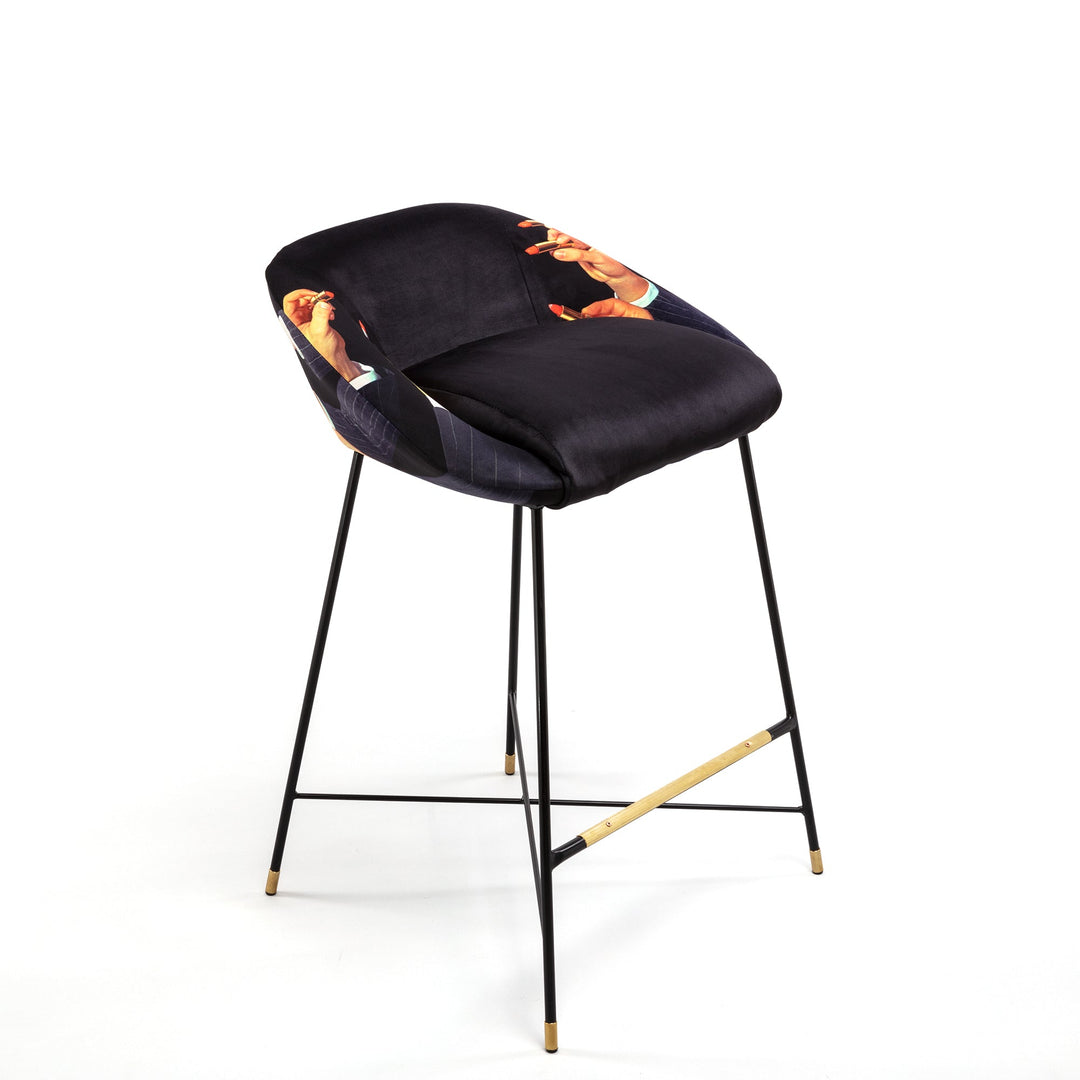 Toiletpaper Black Lipsticks Upholstered High Stool by Seletti - Bayte