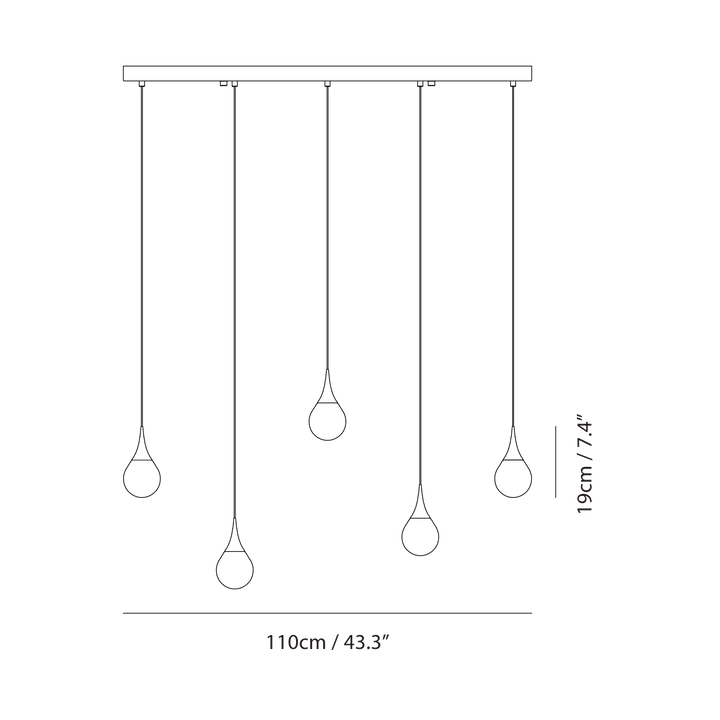 Paopao Pendant PL5 by Seed Design, dimension drawing