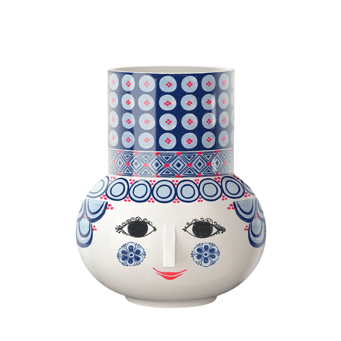 Bjørn Wiinblad Olga Vase, Blue, H: 7.9"
