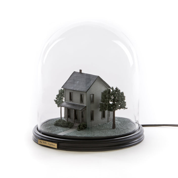Seletti My Little Neighbour, the house scene unlit, dome catching the light