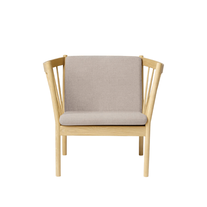 FDB Møbler J146 Armchair, Nature Lacquered Oak/Light Grey