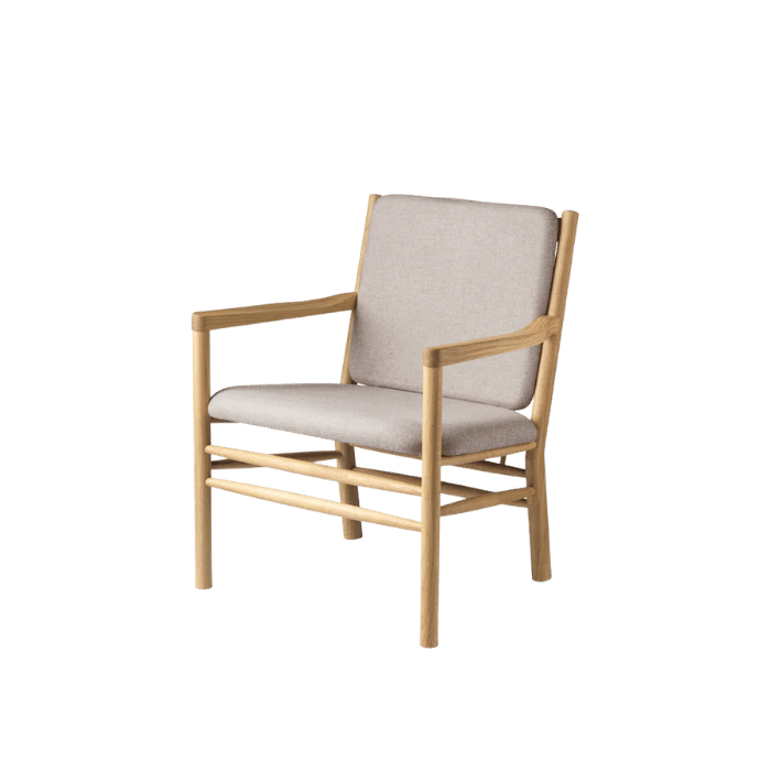 FDB Møbler J147 Armchair, Nature Lacquered Oak/Light Grey