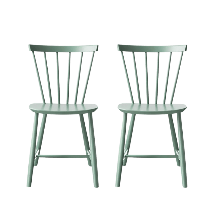 FDB Møbler J46 Dining Chair, Dusty Green Painted Beech, 2 pcs.