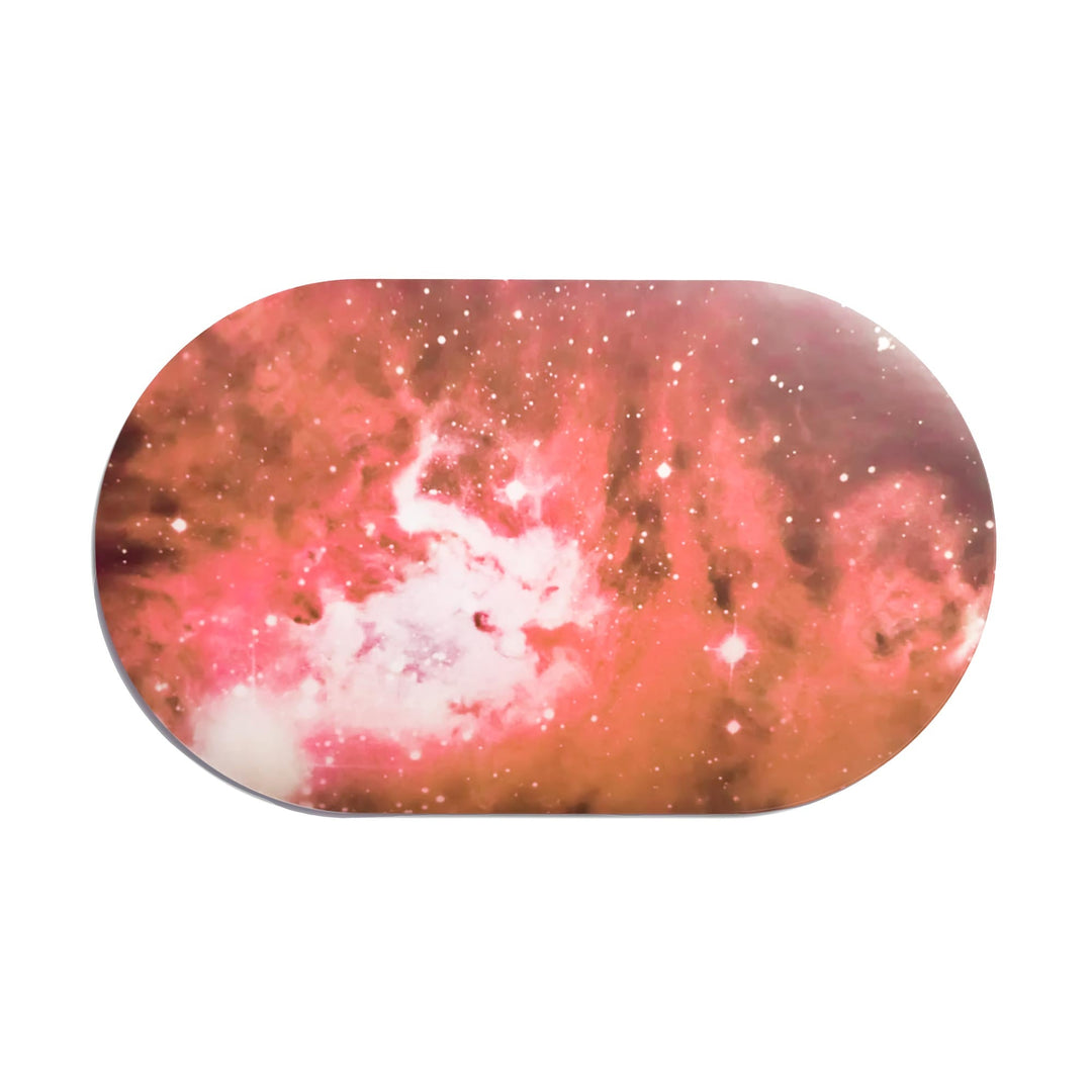 Seletti Cosmic Diner Placemat Sky of Mars, oval placemat printed with a coral-red cosmic cloud and scattered stars