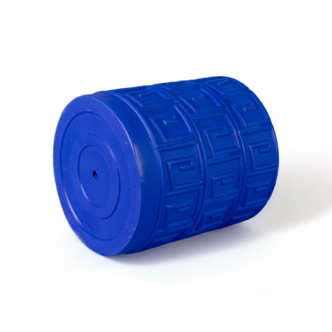 Seletti Magna Graecia Terracotta Vase Greca Blue, pot on its side showing the drainage hole