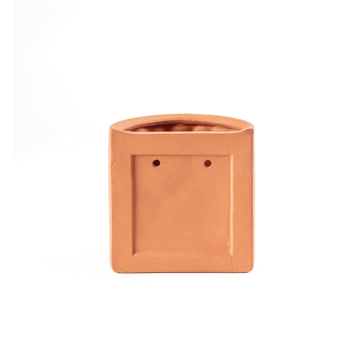 Seletti Magna Graecia Terracotta Wall Vase Dorico, flat back panel with two keyhole hanging holes