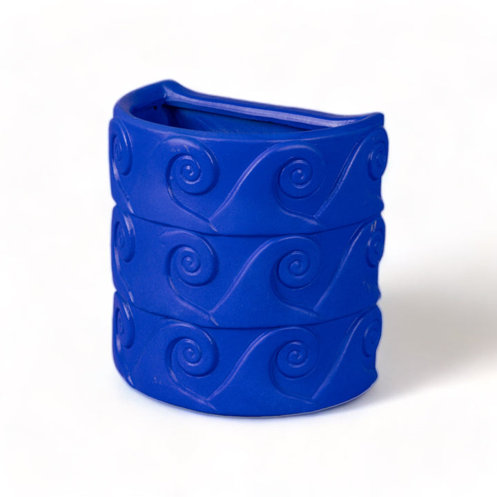 Seletti Magna Graecia Terracotta Wall Vase Onde Blue, the wall vase from the other side