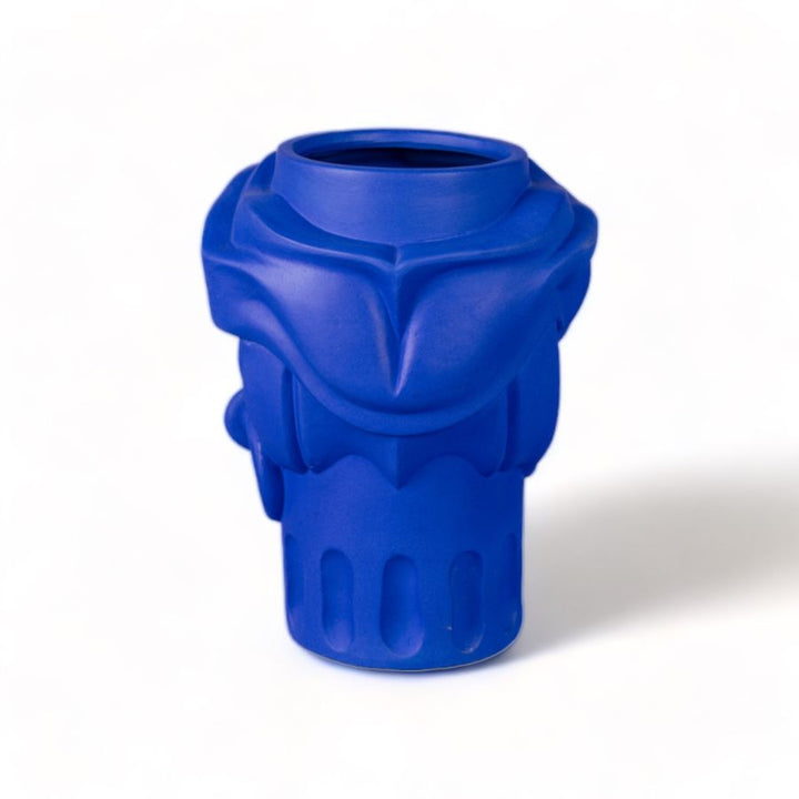 Seletti Magna Graecia Terracotta Head Vase Man Blue, side profile of the blue head vase