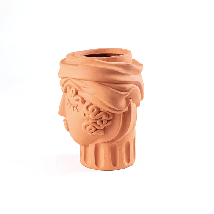 Seletti Magna Graecia Terracotta Head Vase Woman, side view of the woman&