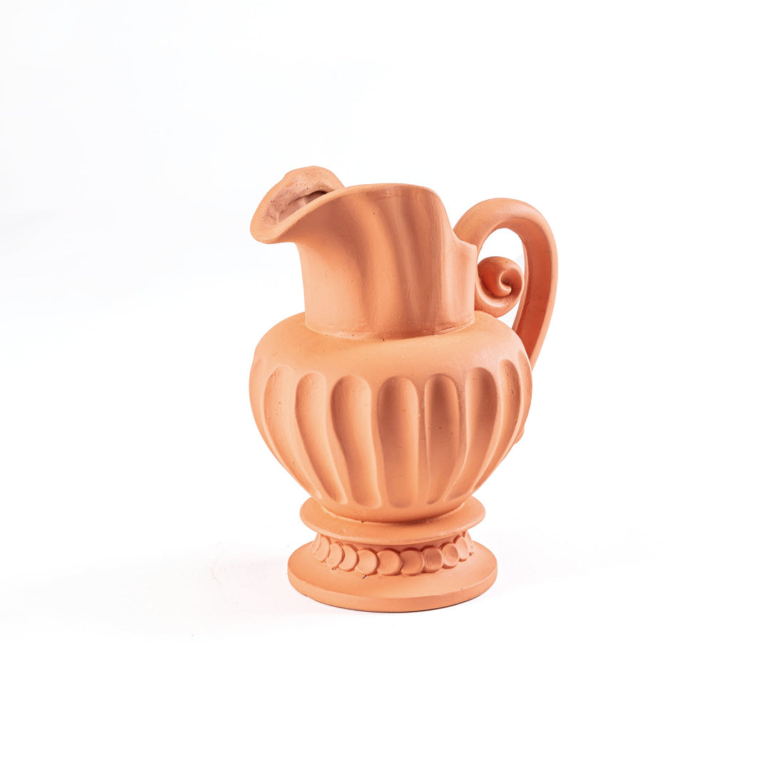 Seletti Magna Graecia Terracotta Caraffa, the jug turned to show its curled handle