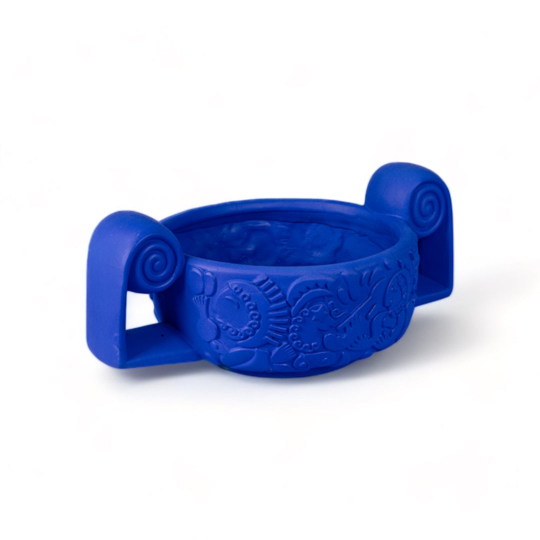 Seletti Magna Graecia Terracotta Centerpiece Blue, angled view of the blue centerpiece bowl