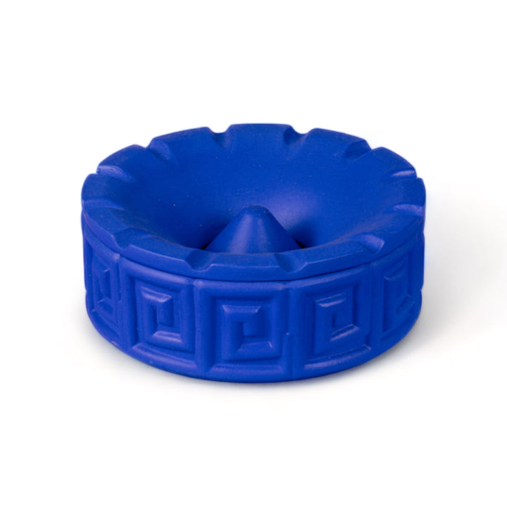 Seletti Magna Graecia Terracotta Ashtray Greche Blue, cobalt blue ashtray with a Greek key band and central cone