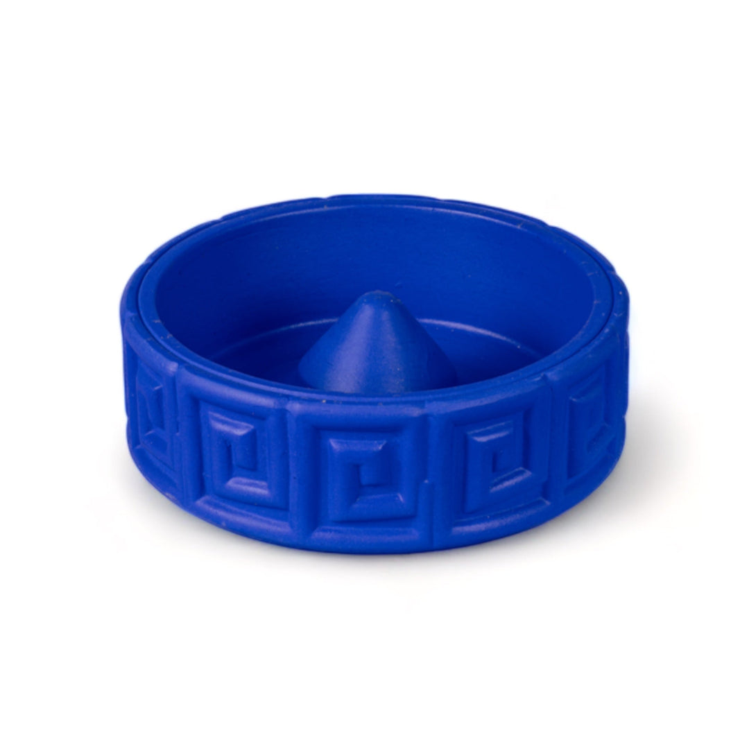 Seletti Magna Graecia Terracotta Ashtray Greche Blue, front view of the Greek key relief