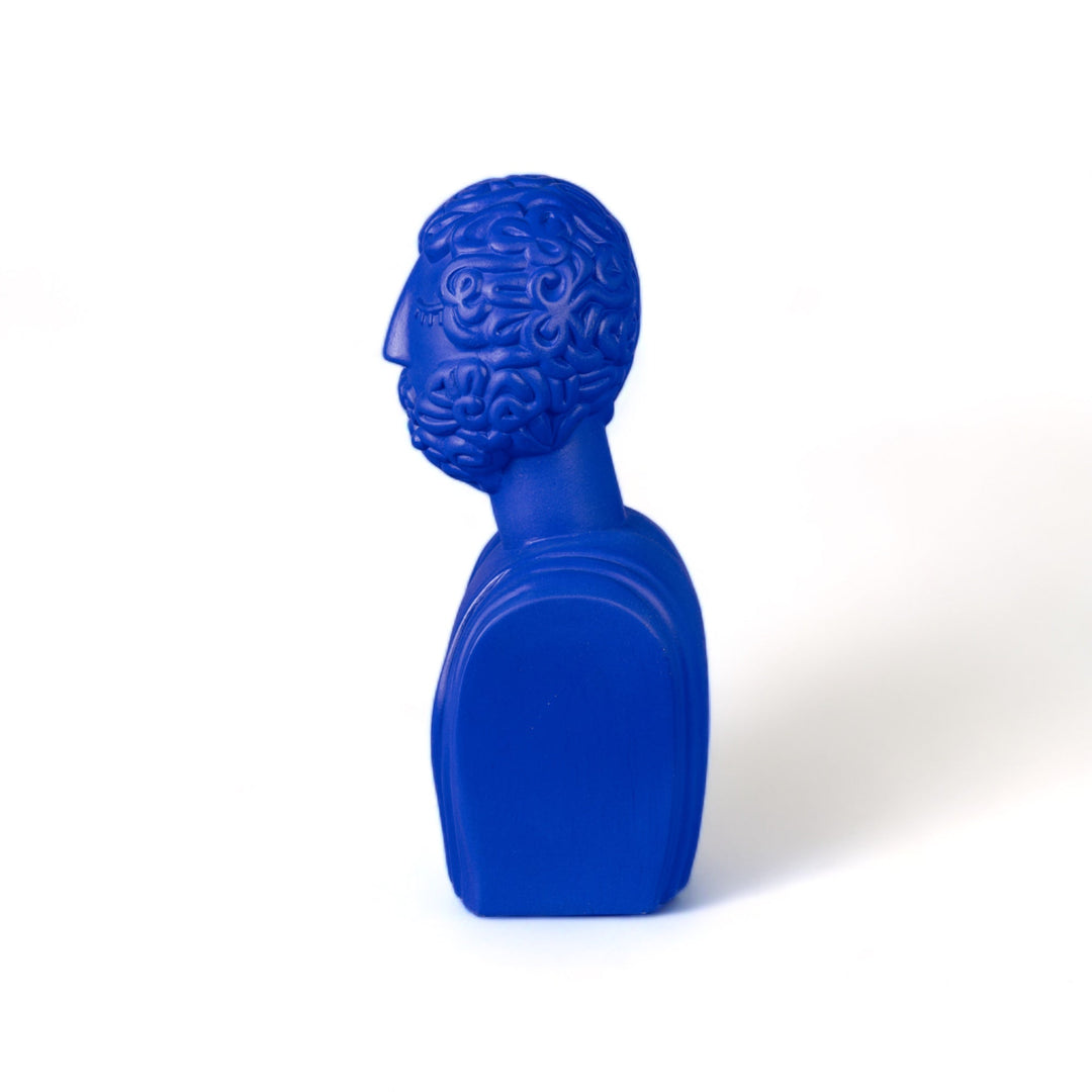 Seletti Magna Graecia Terracotta Bust Man Blue, side profile of the blue bust