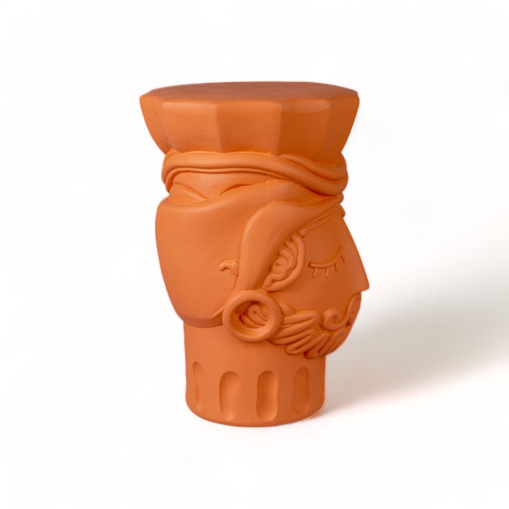 Seletti Magna Graecia Terracotta Stool Man, side profile of the man&