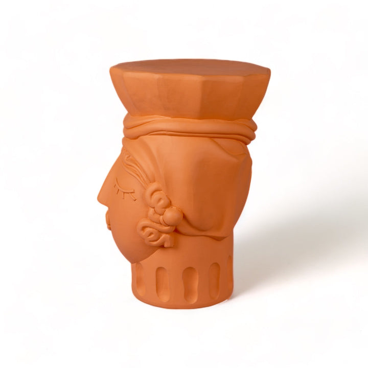 Seletti Magna Graecia Terracotta Stool Woman, side profile of the woman&