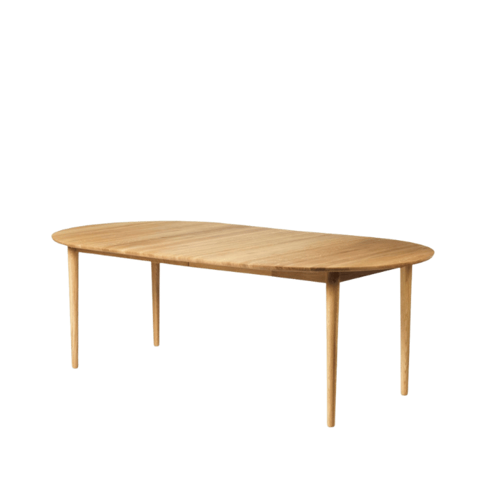 FDB Møbler C62E2TIL Bjørk Dining Table With 2 Extra Leafs, Solid Nature Oiled Oak