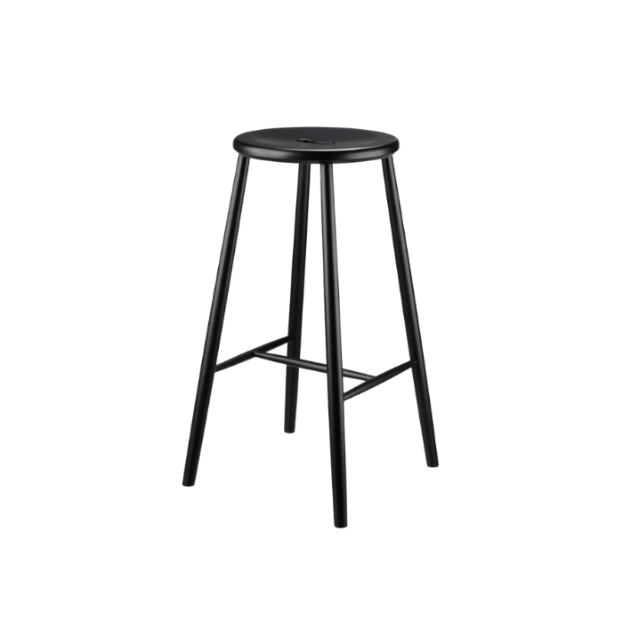 FDB Møbler J27B Bar Stool, Jet Black Painted Beech