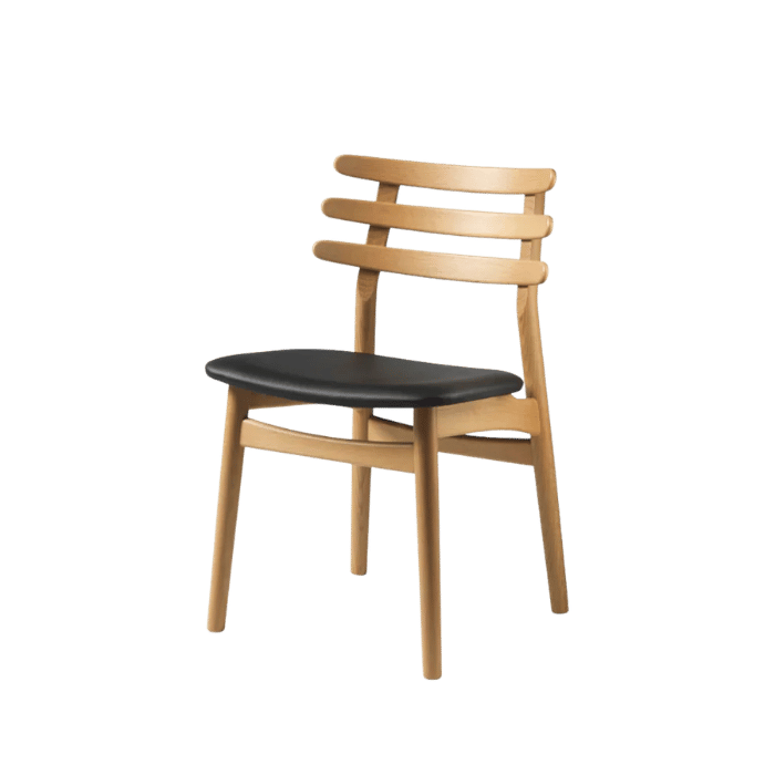 FDB Møbler J48 Chair, Nature Oiled Oak/Black Leather