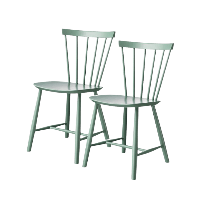 FDB Møbler J46 Dining Chair, Dusty Green Painted Beech, 2 pcs.