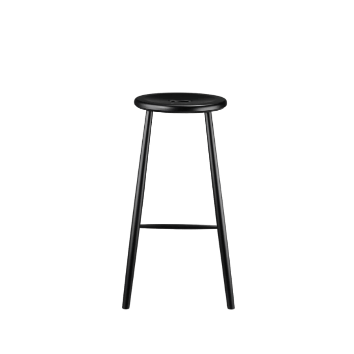 FDB Møbler J27B Bar Stool, Jet Black Painted Beech