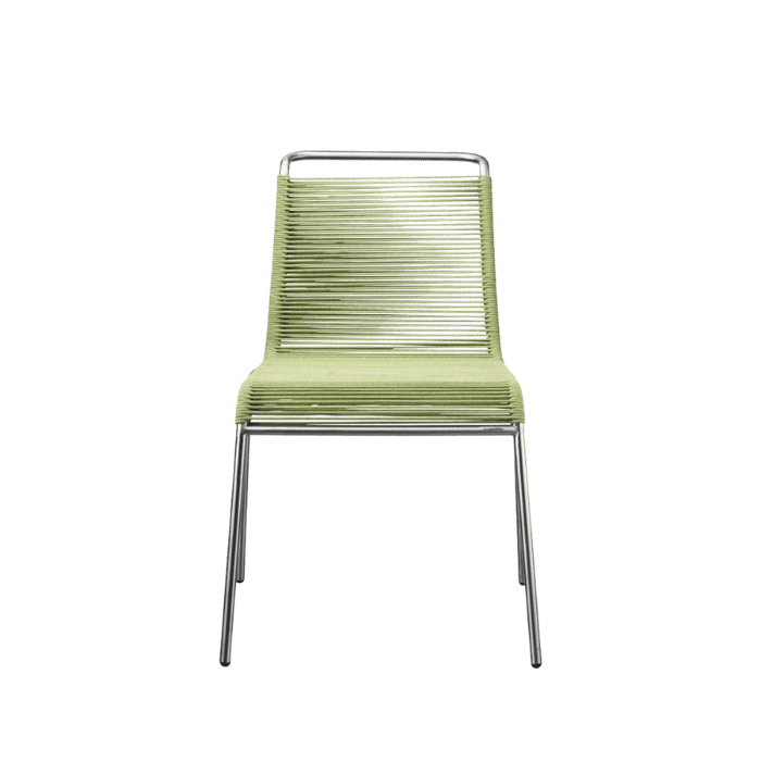 FDB Møbler M20 Teglgaard Cord Chair, Stainless Steel/Brushed Green