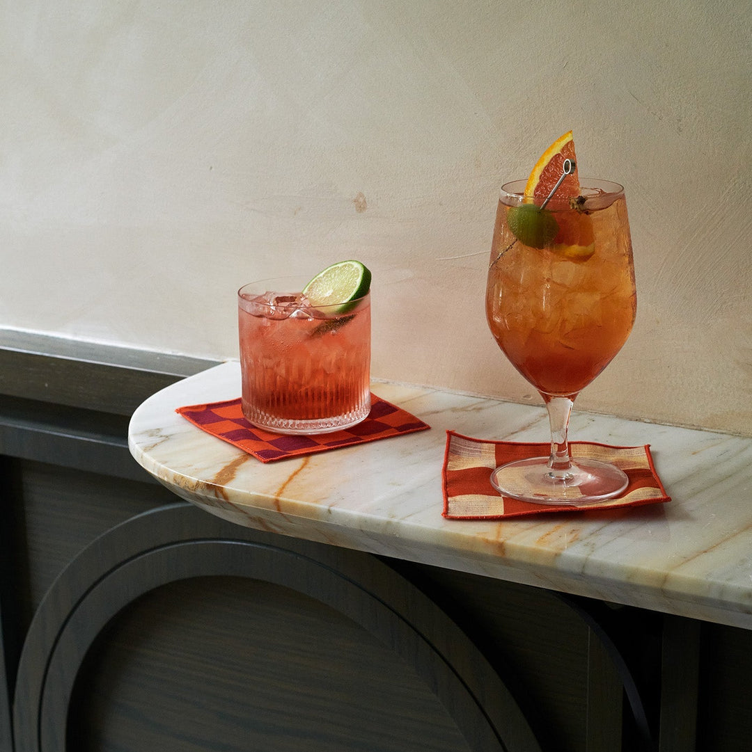 Cocktail Napkins Double Sided Checker