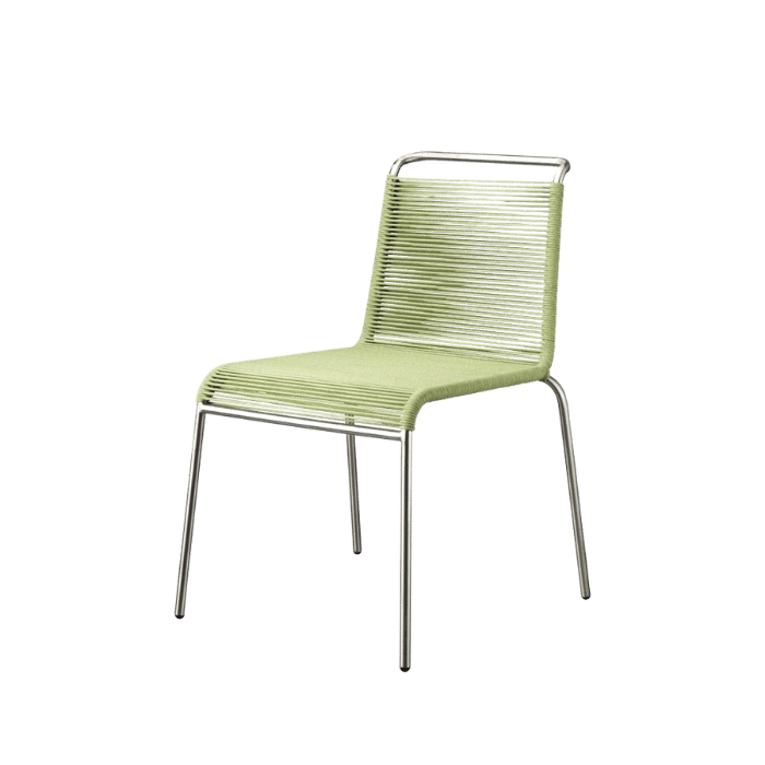 FDB Møbler M20 Teglgaard Cord Chair, Stainless Steel/Brushed Green