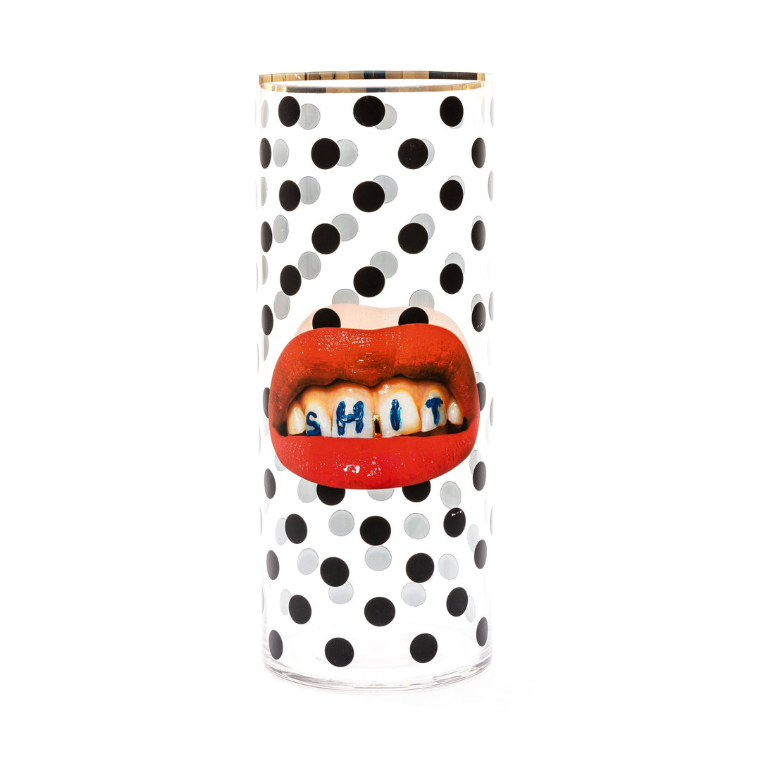 Glass Vase Shit Pois Cylindrical Big