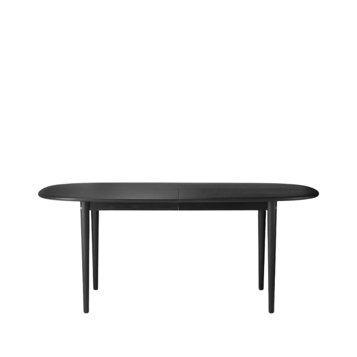 FDB Møbler C63E2TIL Bjørk Dining Table With 2 Extra Leafs, Solid Black Painted Oak
