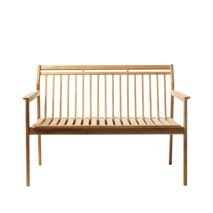 FDB Møbler M12 Sammen 2 Pers. Garden Bench With Backrest, Solid Nature Oiled Teak