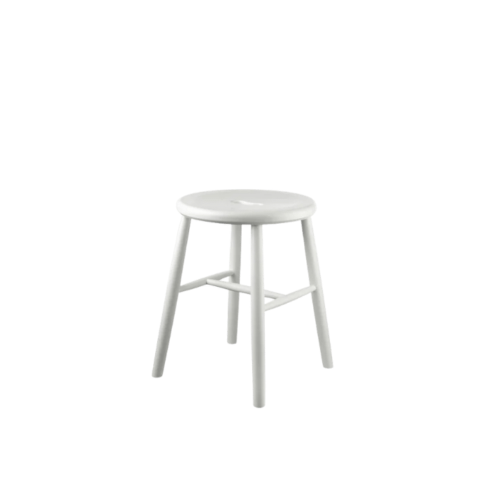 FDB Møbler J27 Stool, Pure White Painted Beech