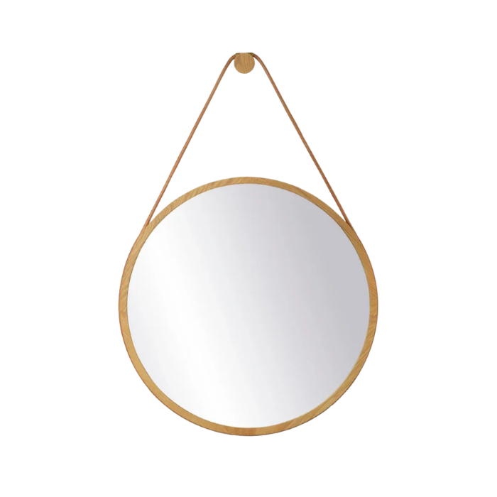 FDB Møbler I3 Mossø Mirror, Nature Lacquered Oak Ø60