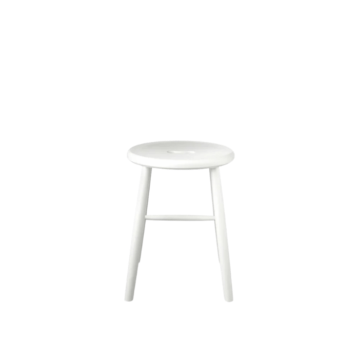 FDB Møbler J27 Stool, Pure White Painted Beech