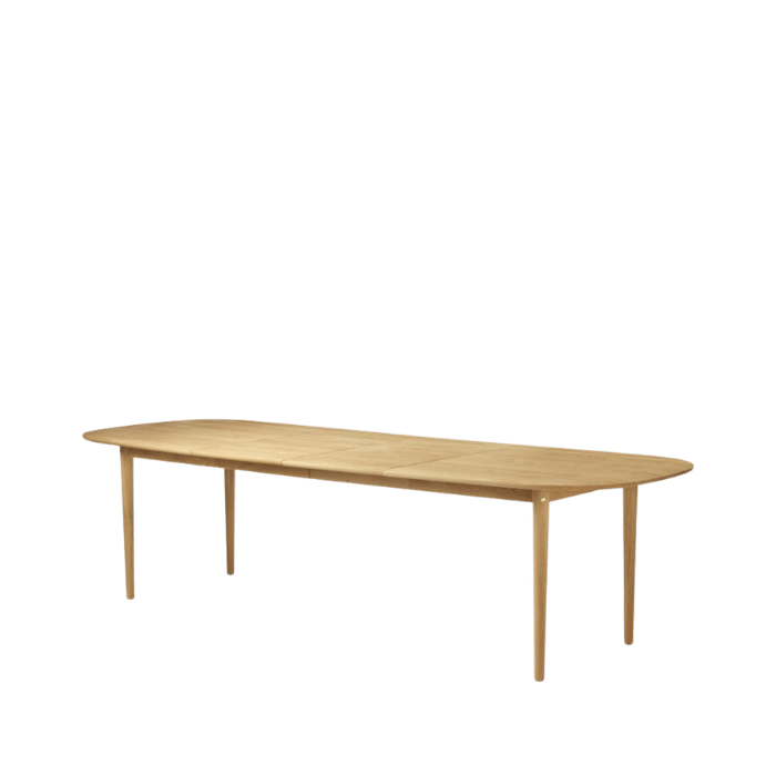 FDB Møbler C63E2TIL Bjørk Dining Table With 2 Extra Leafs, Solid Nature Oiled Oak