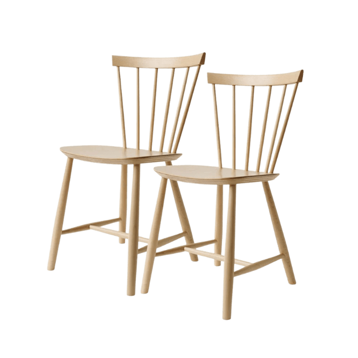 FDB Møbler J46 Dining Chair, Beech Nature Lacquered, 2 pcs.