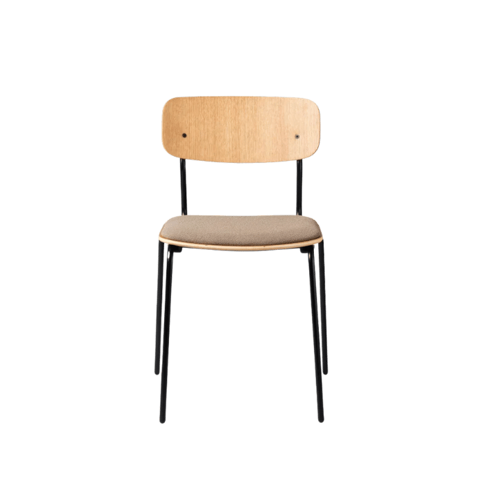 FDB Møbler J182 Holmen Stackable Chair, Steel Black/Taupe
