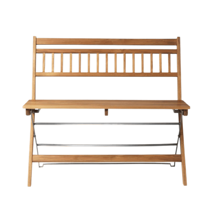 FDB Møbler M24 Lilleø Balcony Bench, Stainless Steel/Solid Nature Oiled Teak