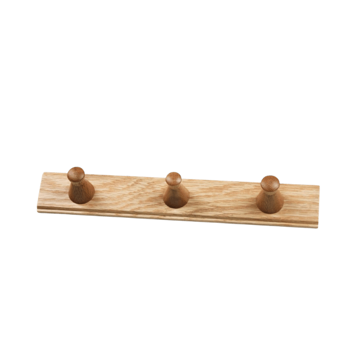 FDB Møbler Q3 Allé Coat Hooks, Nature Lacquered Oak, 3 Hooks