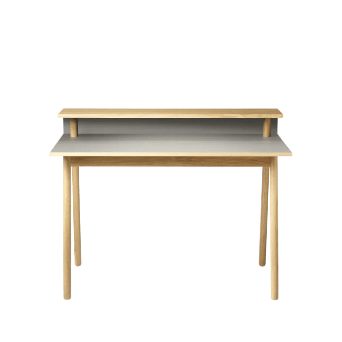 FDB Møbler C68 Nørrebro Desk, Nature Lacquered Oak/Mushroom Linoleum