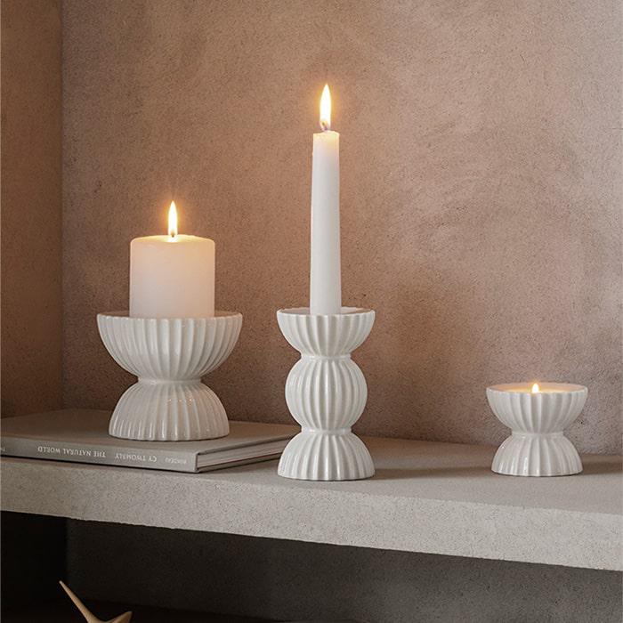 Lyngby Porcelæn Candleholder Tura, H: 3.9"